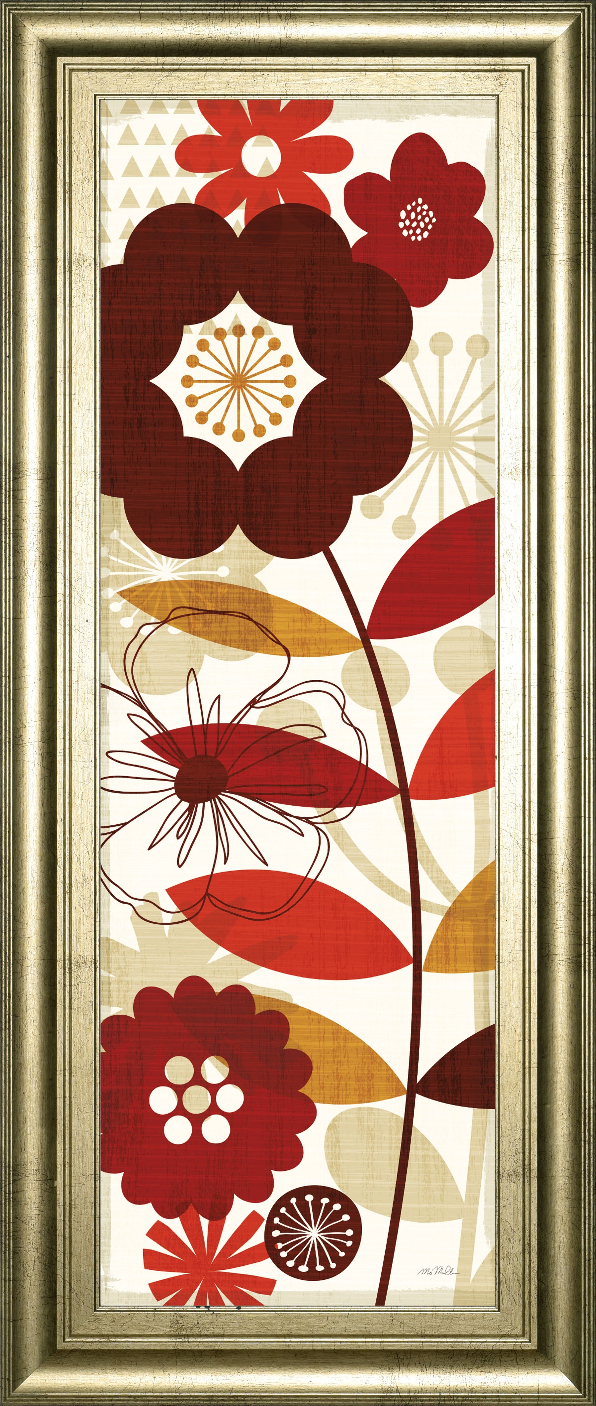 Floral Pop Panel I By Mo Mullan - Framed Print Wall Art - Red Classy Art