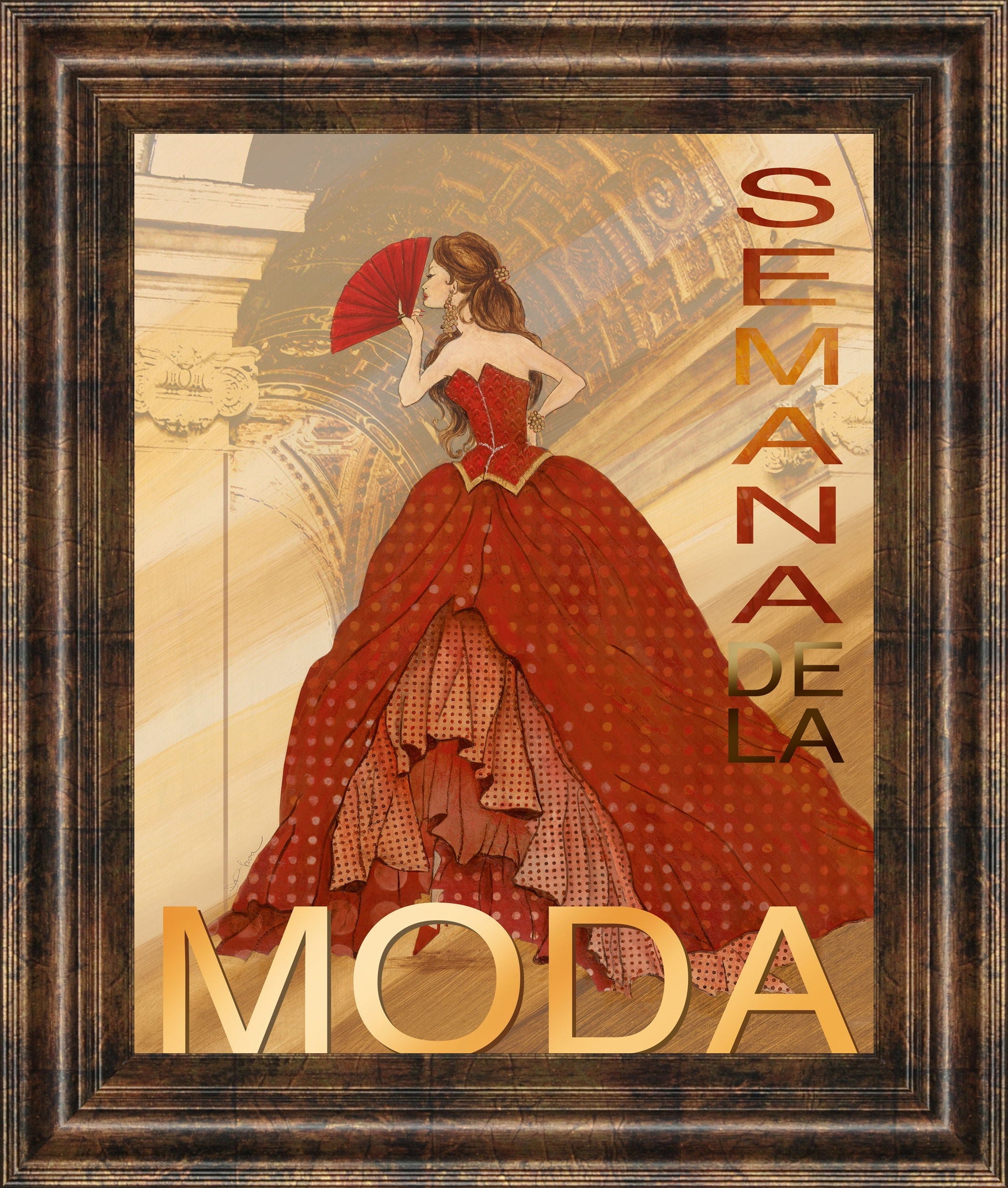 Semana De La Moda By Tava Studio - Framed Print Wall Art - Red Classy Art