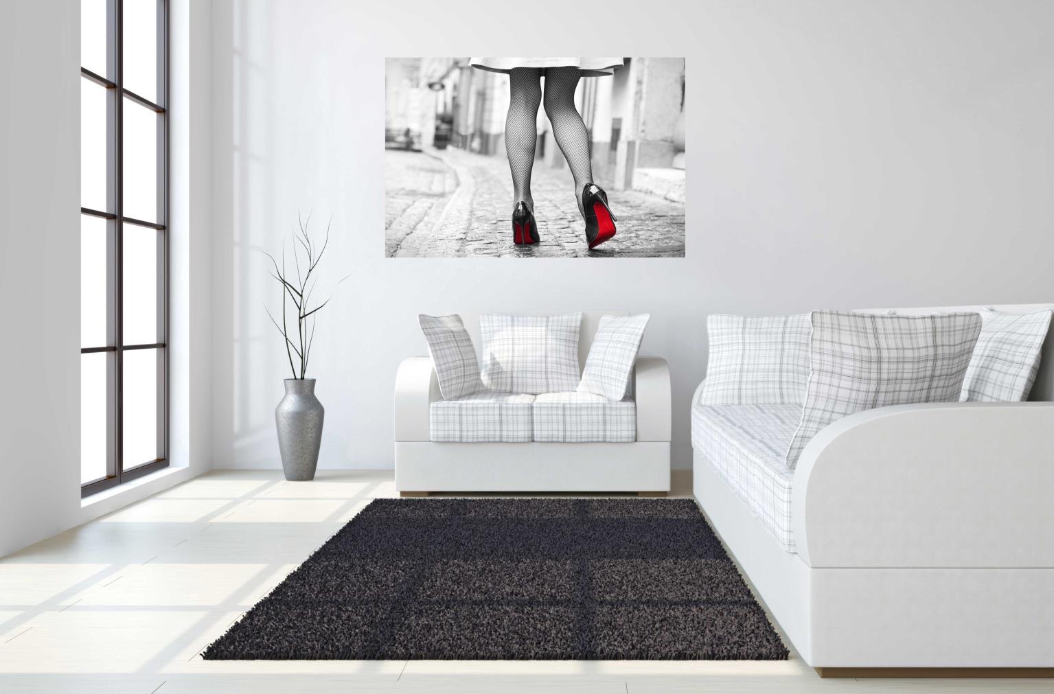 Floating Tempered Glass With Foil Shoes With Red - Pearl Silver Classy Art