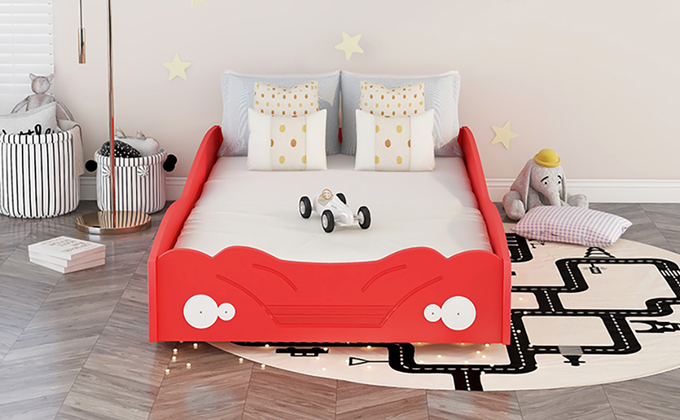 Twin Size Car-Shaped Platform Bed, Red House to Home Furnishings LLC