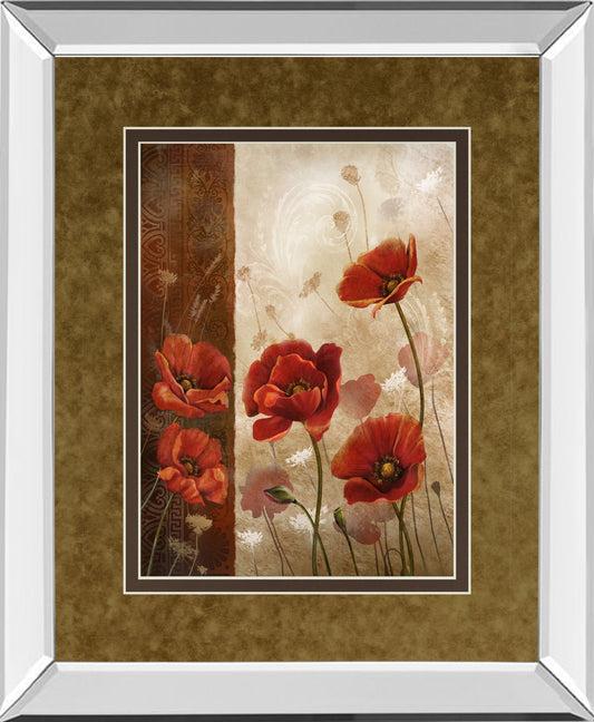 Wild Poppies I By Conrad Knutsen - Mirror Framed Print Wall Art - Red Classy Art