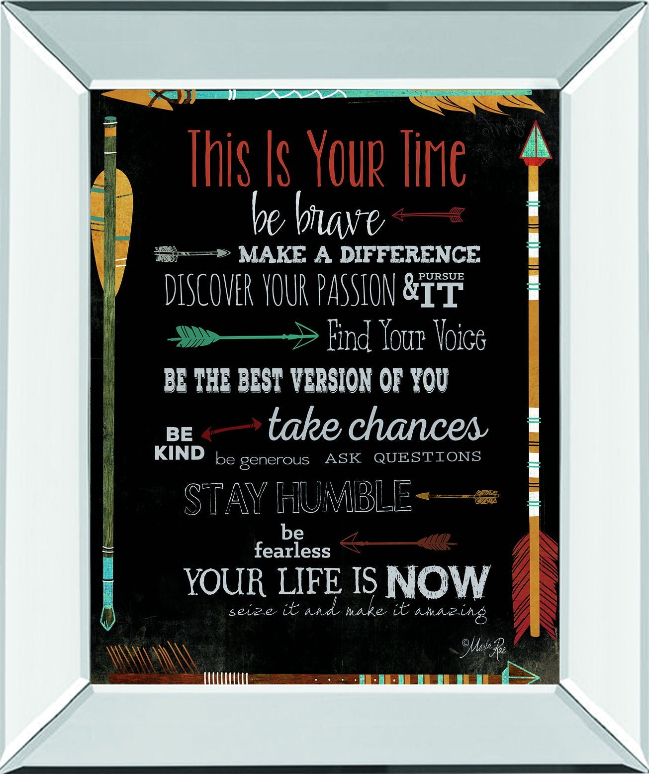 This Is Your Time By Marla Rae - Mirror Framed Print Wall Art - Black Classy Art