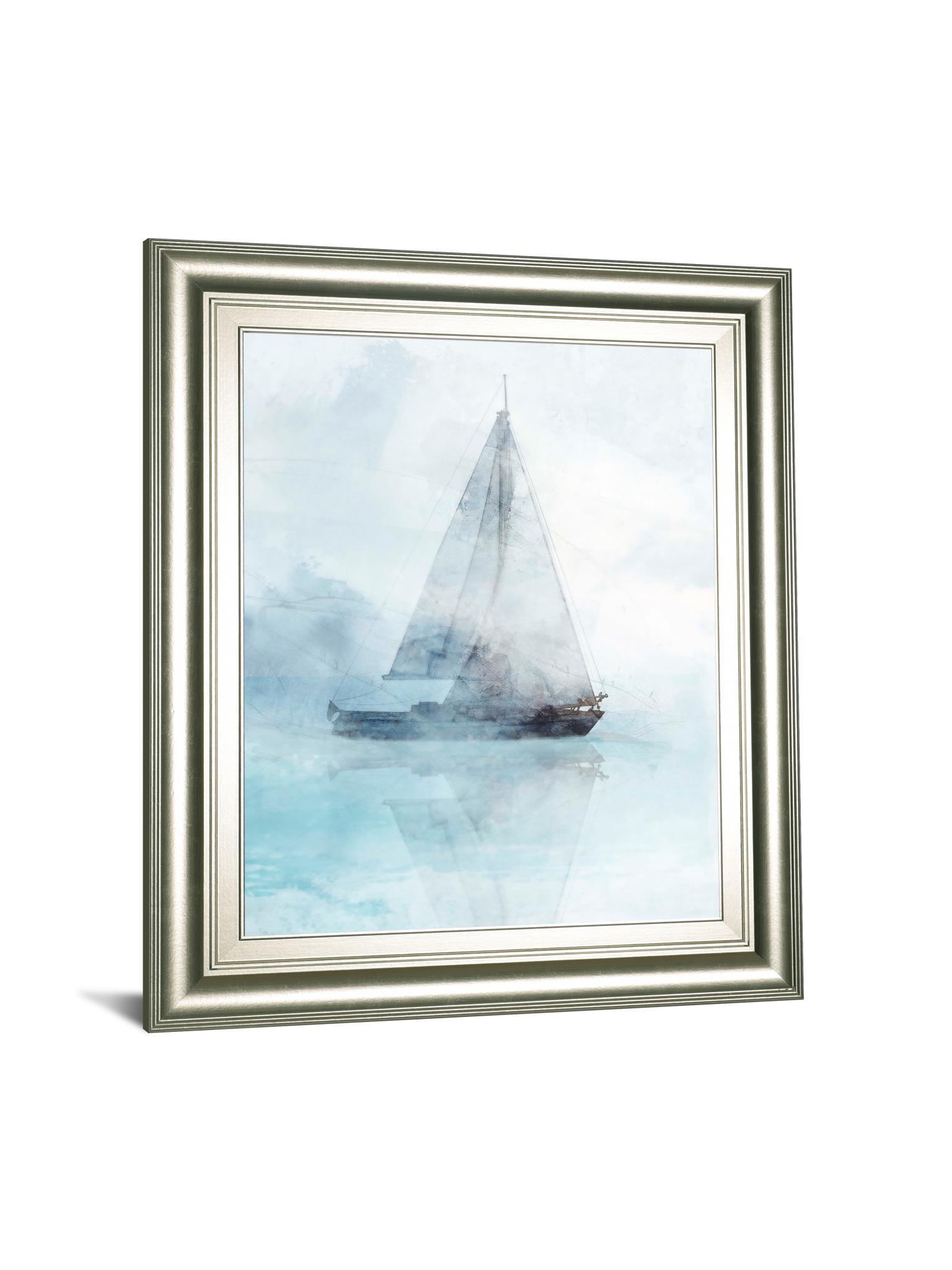 Sailing Boat I By Ken Roko - Framed Print Wall Art - Pearl Silver Classy Art