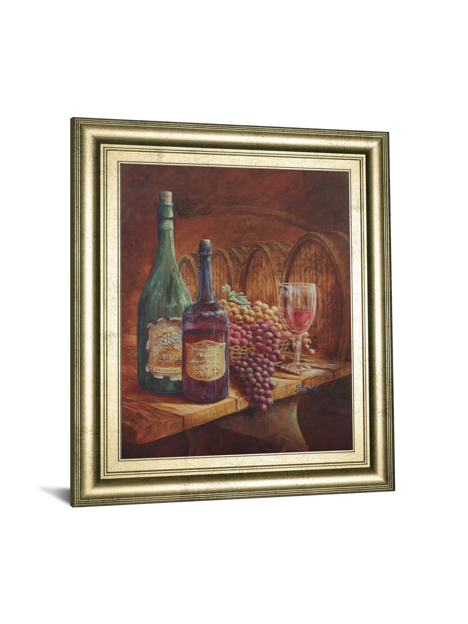 Vintage Wine IV - Framed Print Wall Art - Dark Brown Classy Art