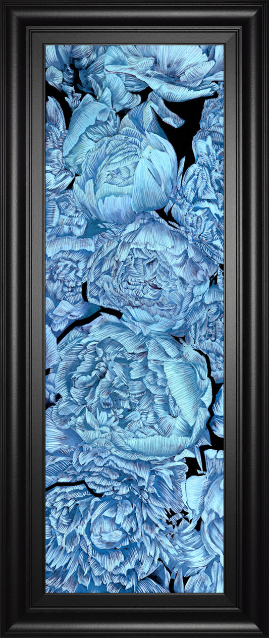 Blue Peonies Il By Melissa Wang - Framed Print Wall Art - Blue Classy Art