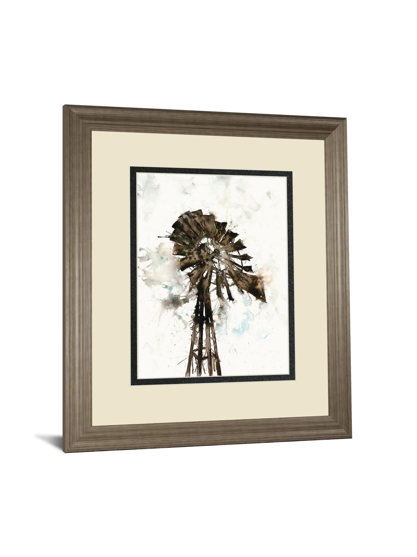 Watercolor Windmill By White Ladder - Framed Print Wall Art - Black Classy Art