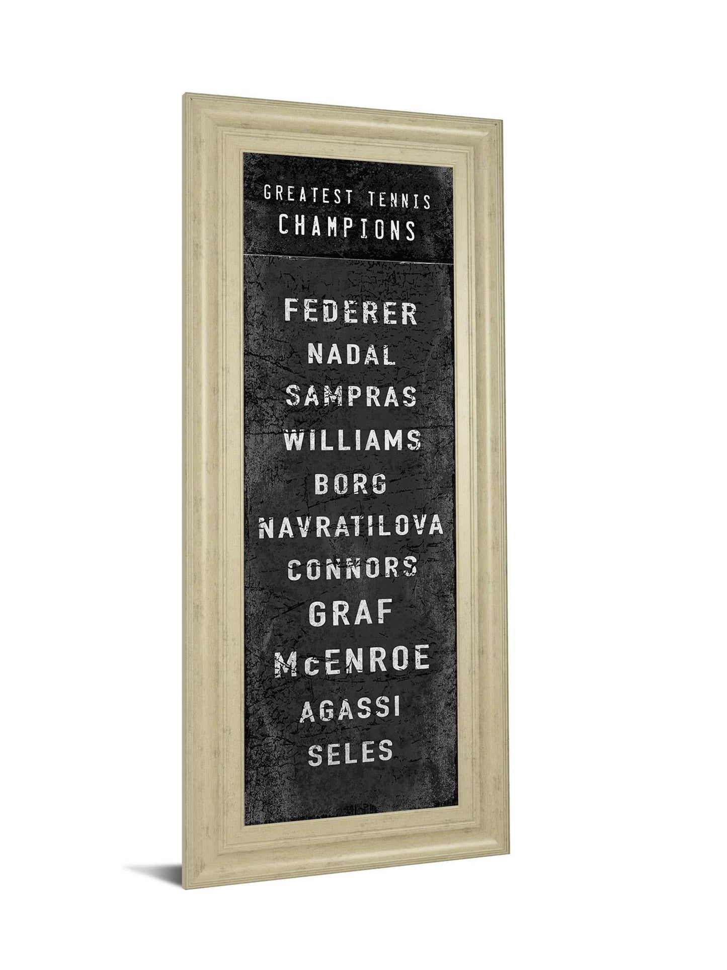 The Greatest Tennis Champions By The Vintage Collection - Framed Print Wall Art - Dark Brown Classy Art