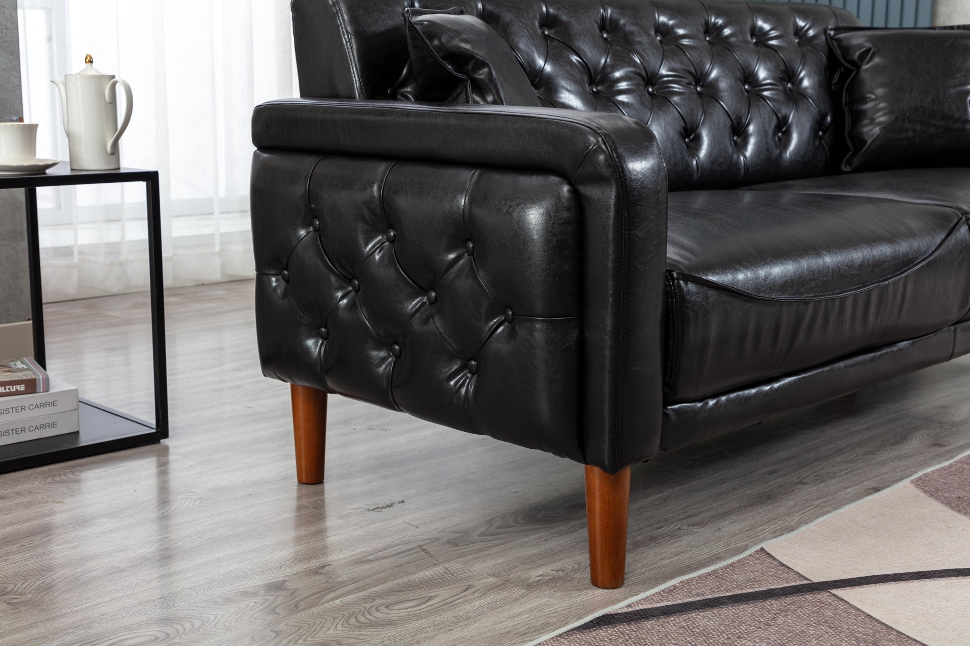 2047 Black Faux Leather Sofa House to Home Furnishings LLC