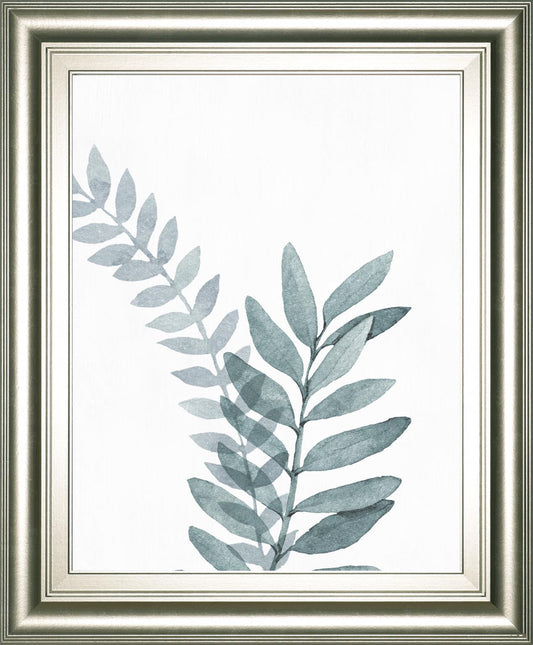 22x26 Blue Botanical Wash II By Conrad Knutsen - Pearl Silver Classy Art