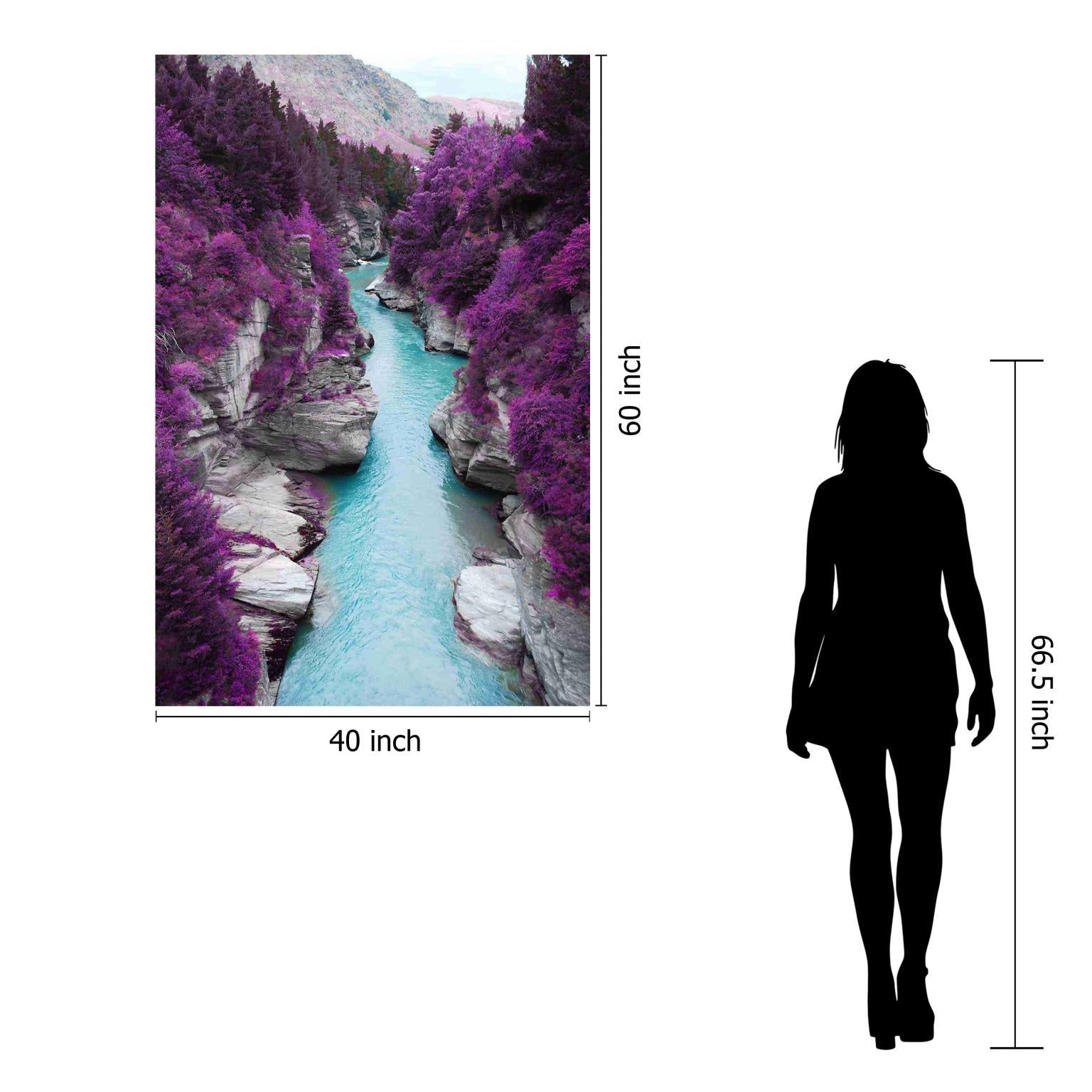 Floating Tempered Glass With Foil Between Mountains - Purple Classy Art