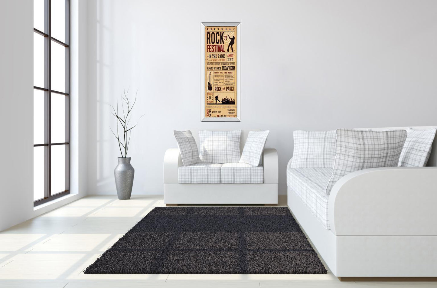 Rock Festival By The Vintage Collection - Mirrored Frame Wall Art - Light Brown Classy Art