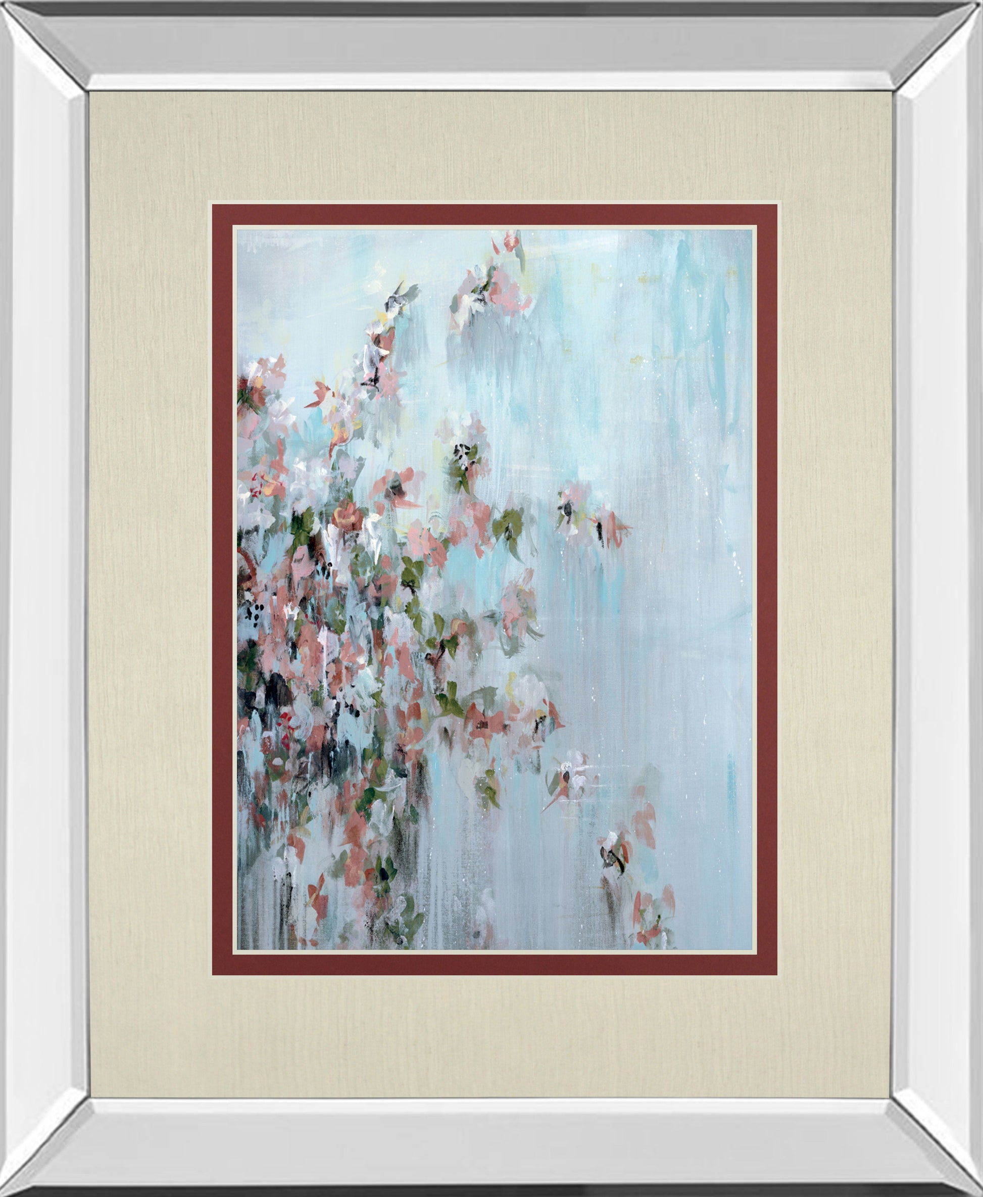 Wilting Away By Macy Cole - Mirror Framed Print Wall Art - Blue Classy Art