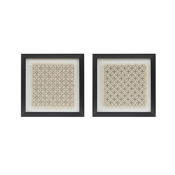 2-piece Framed Glass and Matted Linen Wall Art Set Beige/Natural Olliix.com