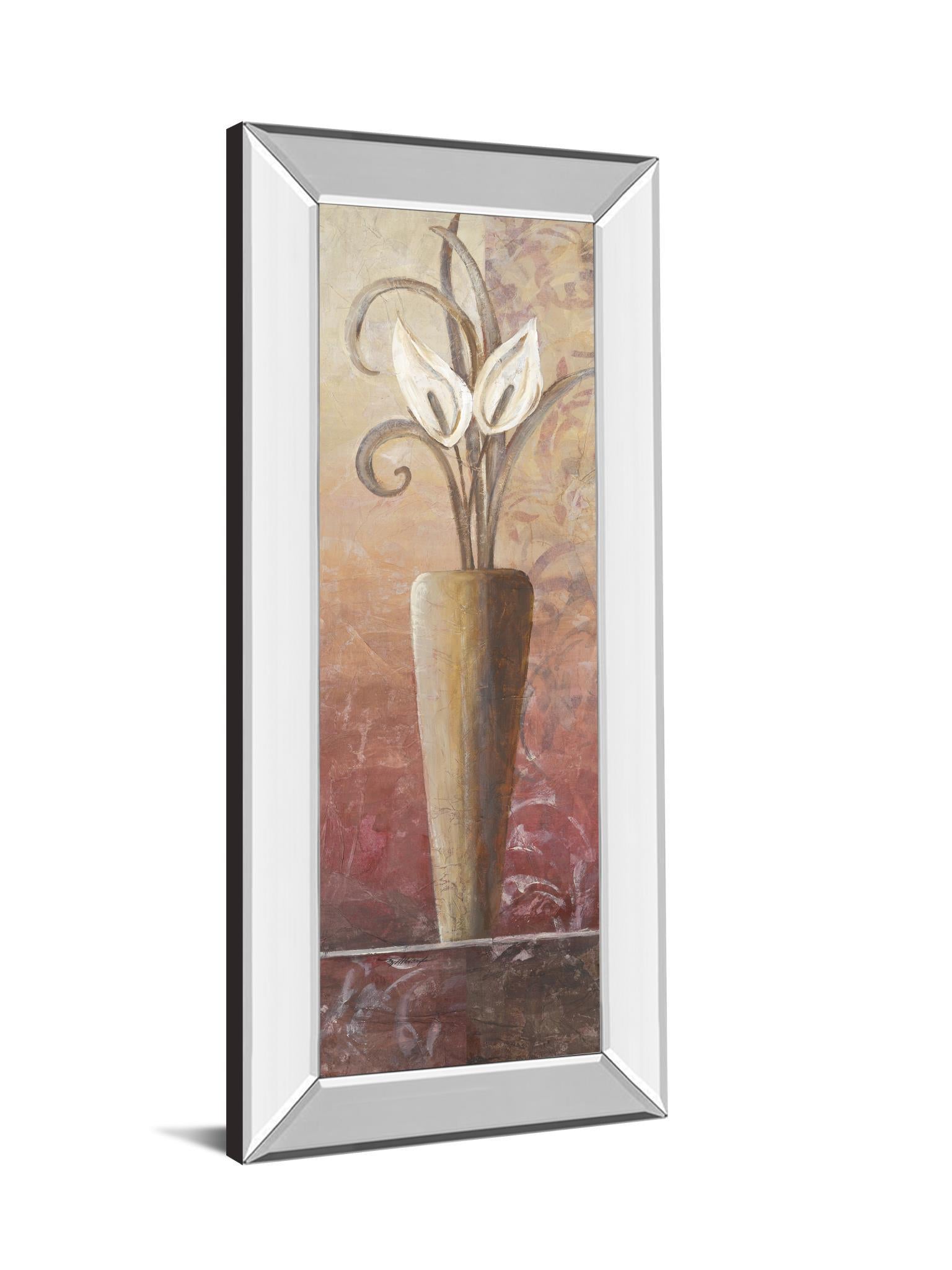 Flower In Vase I - Mirrored Framed Print Wall Art - Red Classy Art