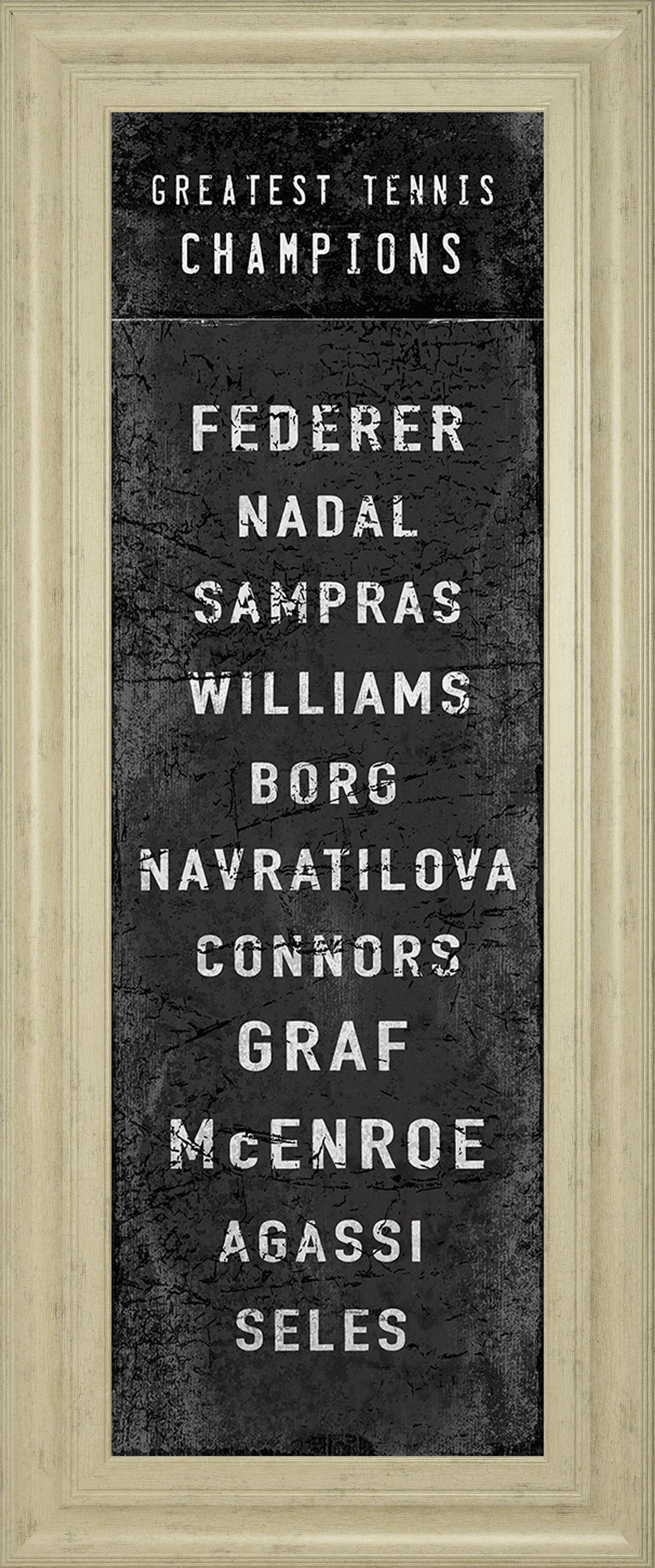 The Greatest Tennis Champions By The Vintage Collection - Framed Print Wall Art - Dark Brown Classy Art