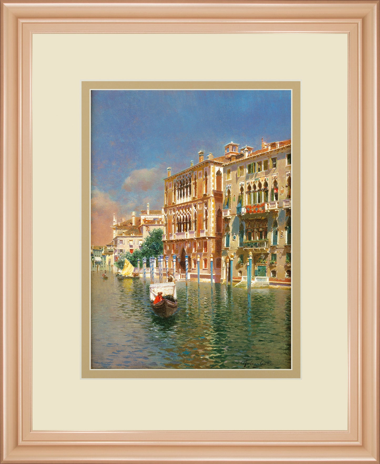 The Grand Canal, Venice By Rubens Santora - Framed Print Wall Art - Blue Classy Art