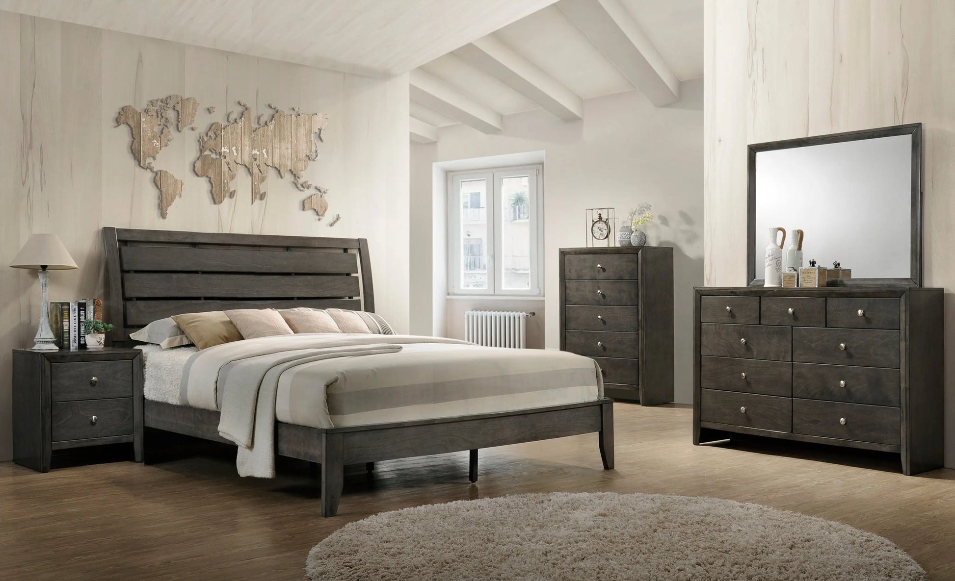 Evan Gray Panel Bedroom Set Crown Mark