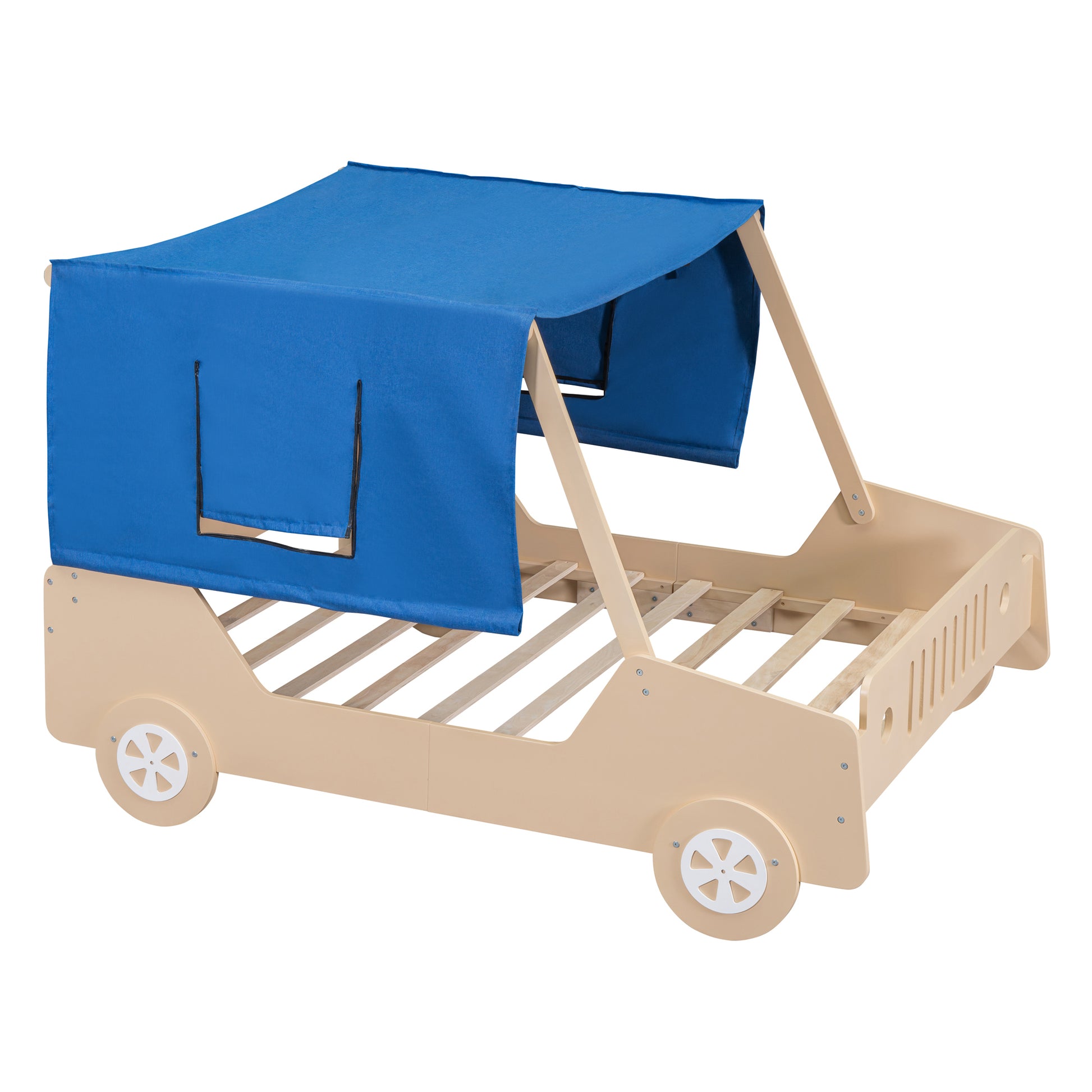 Full Size Car Shaped Bed with Tents,Natural House to Home Furnishings LLC