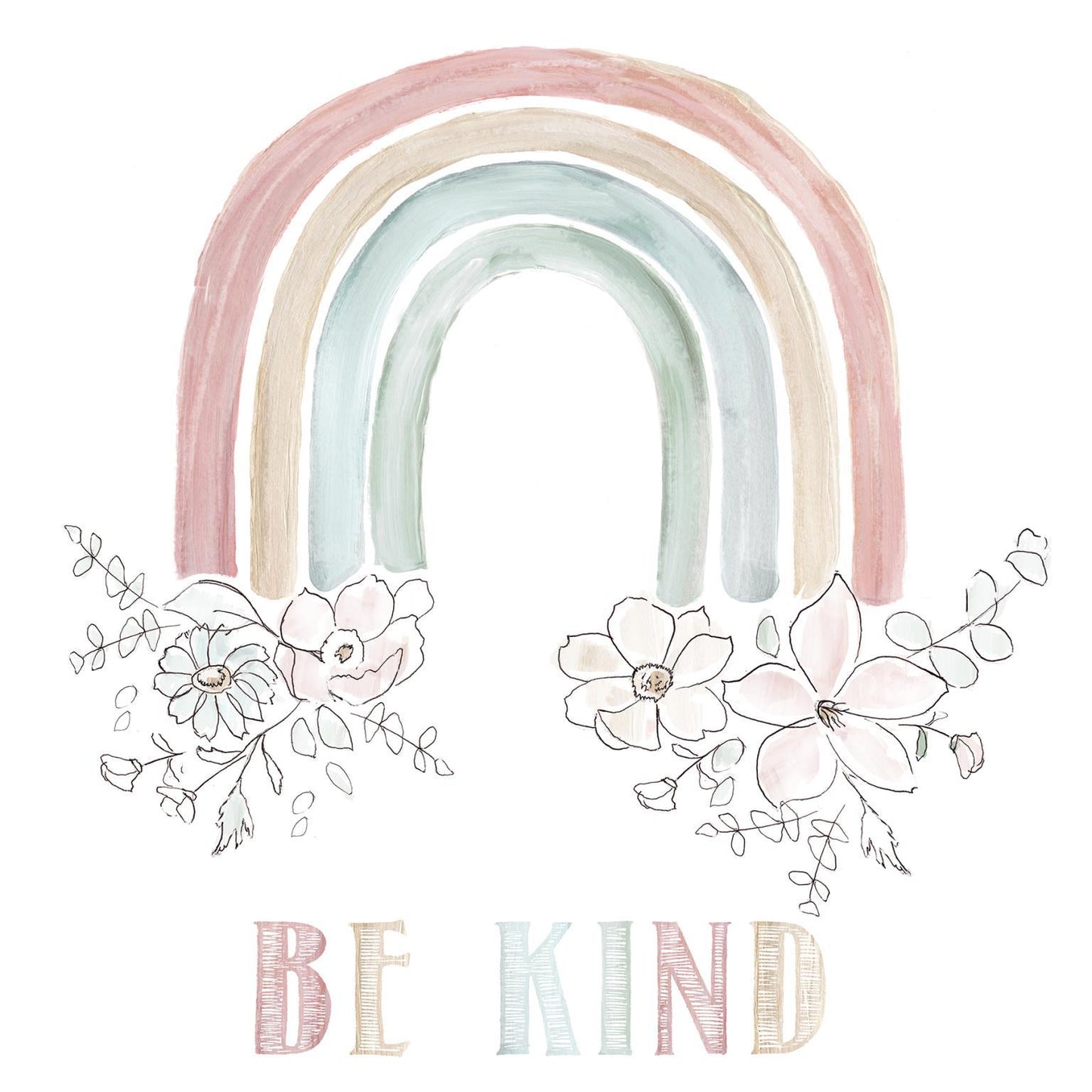 Framed - Soft Stripey Rainbow By Nan - Pink Classy Art