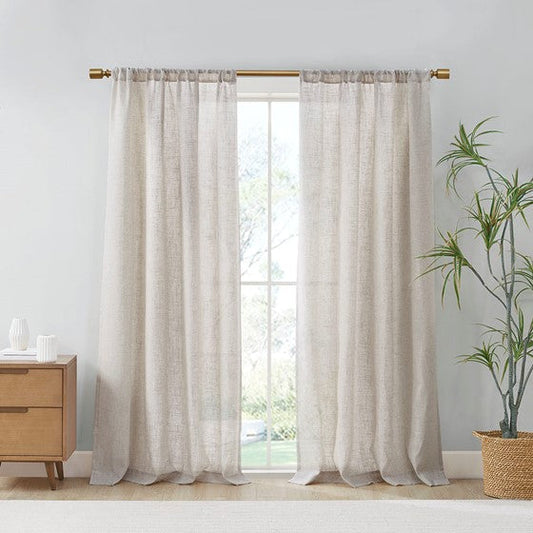 Linen Blend Light Filtering Curtain Panel Pair Natural Olliix.com