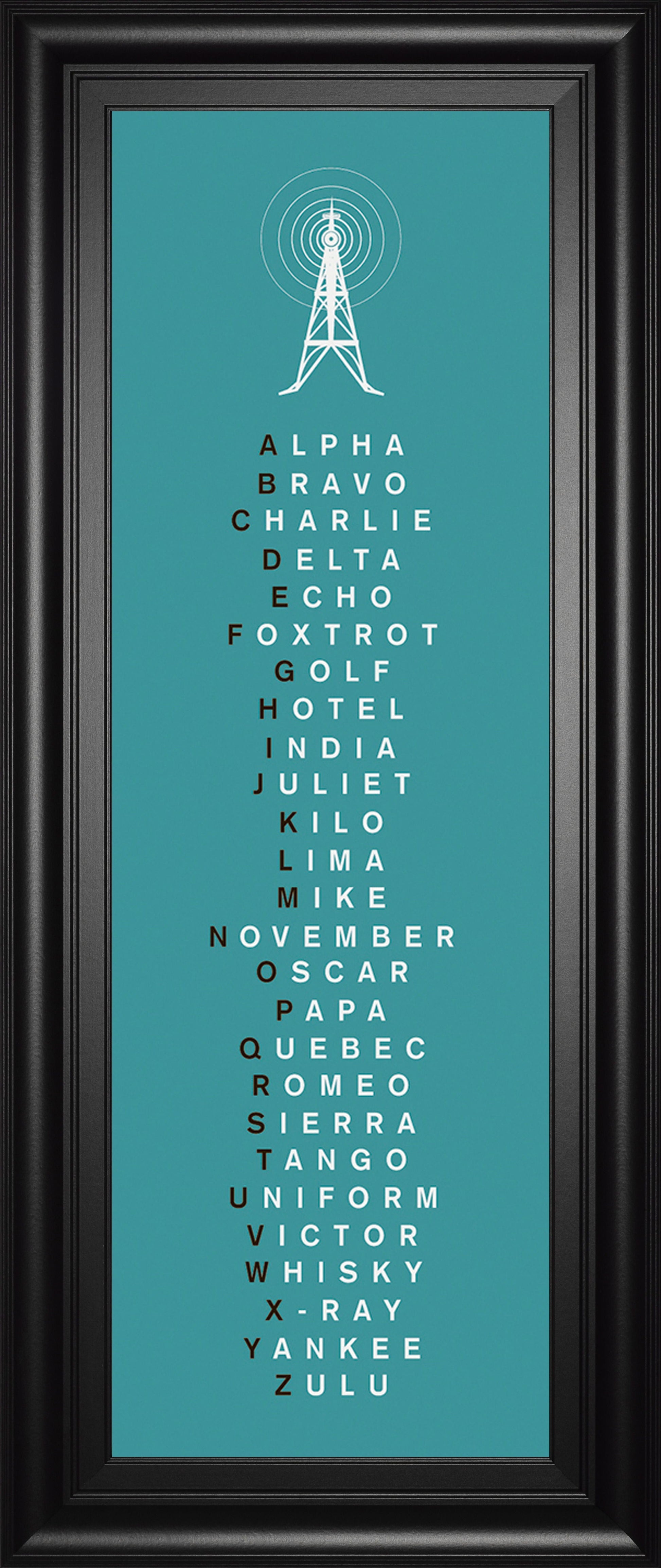 Phonetic Alphabet Il By The Vintage Collection - Framed Print Wall Art - Green Classy Art