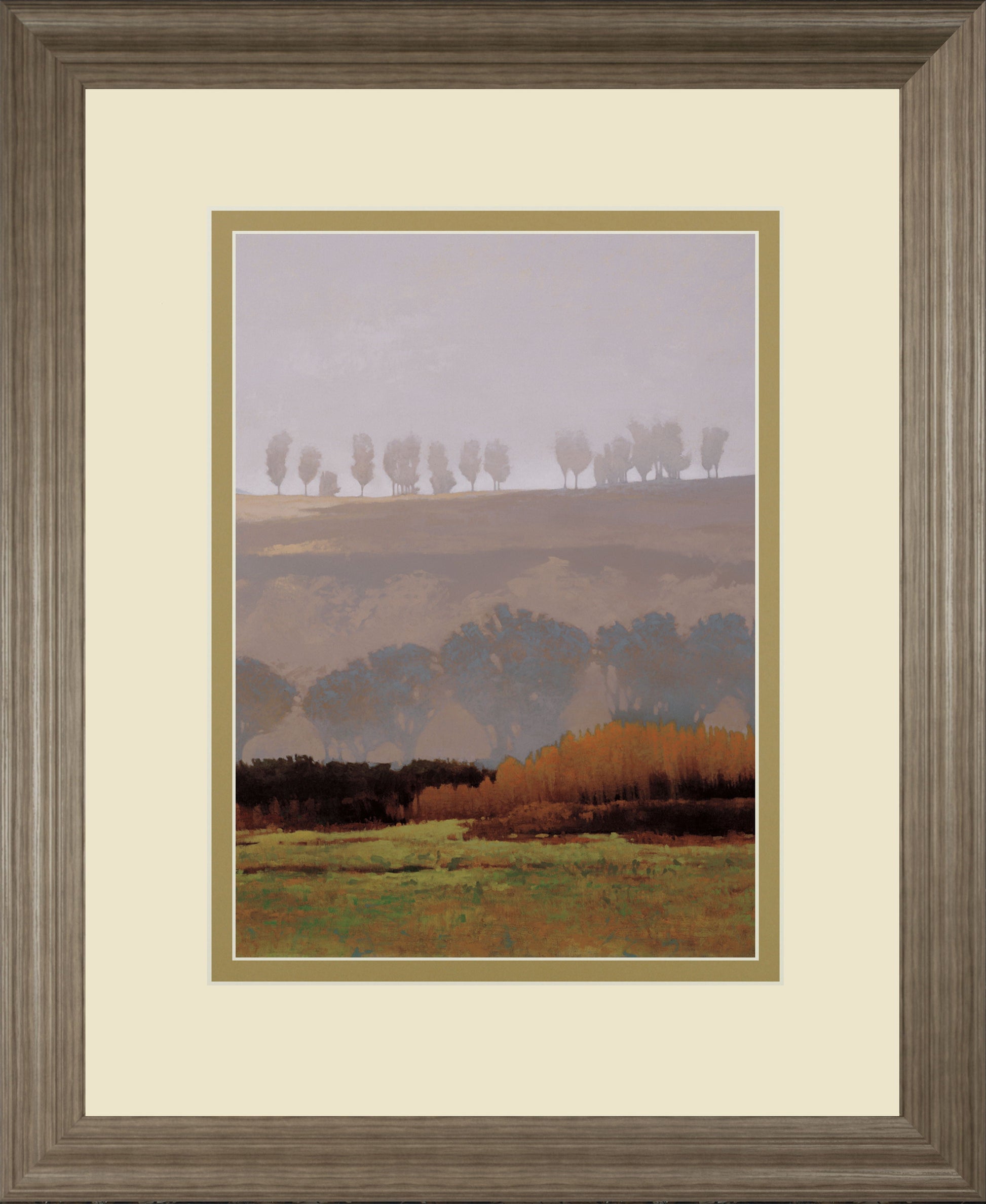 Trees Above The River By M. Bohne - Framed Print Wall Art - Dark Brown Classy Art