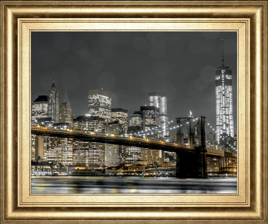 Newyork Lights By Frank, A. - Framed Print Wall Art - Dark Gray Classy Art