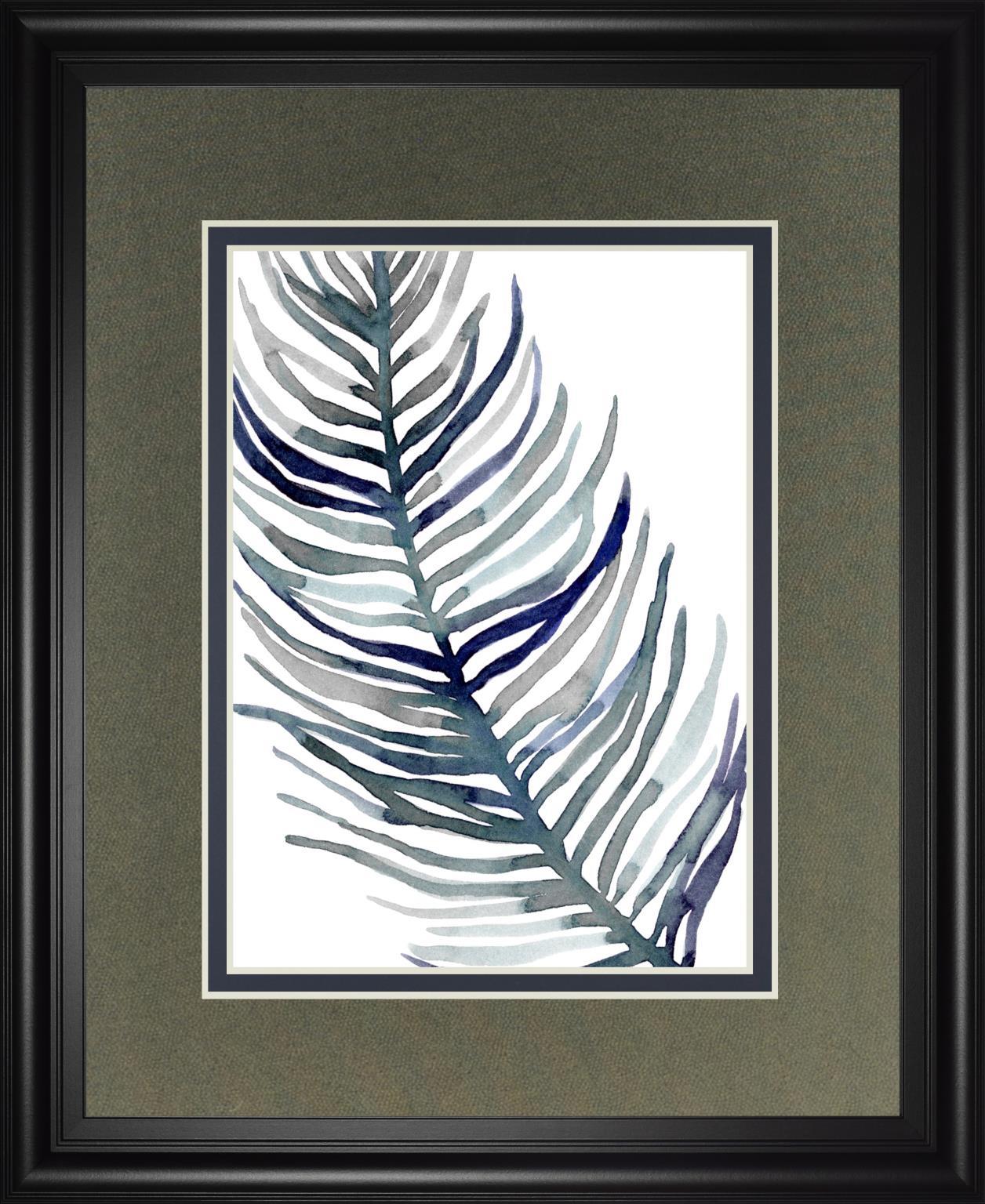 34x40 Blue Feathered Palm I By Emma Scarvey - Dark Gray Classy Art