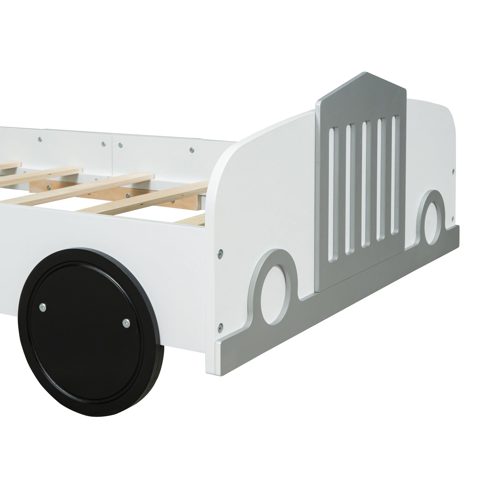 Twin Size Car-Shaped Platform Bed with Wheels,White House to Home Furnishings LLC