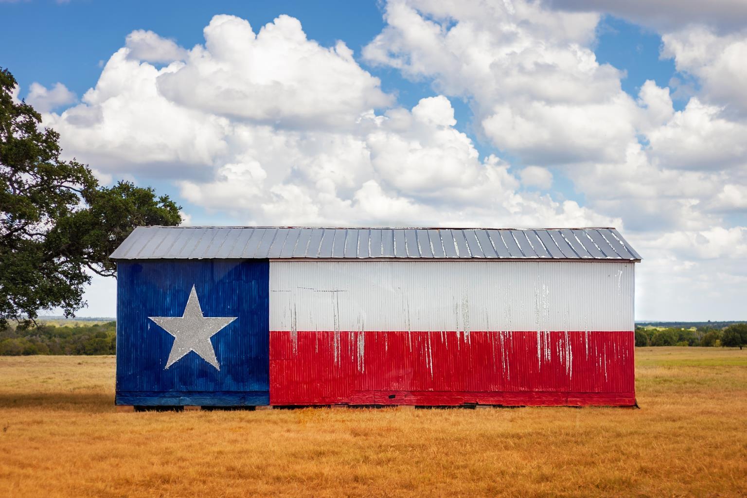 Tempered Glass With Foil - Txas Flag Barn - Blue Classy Art