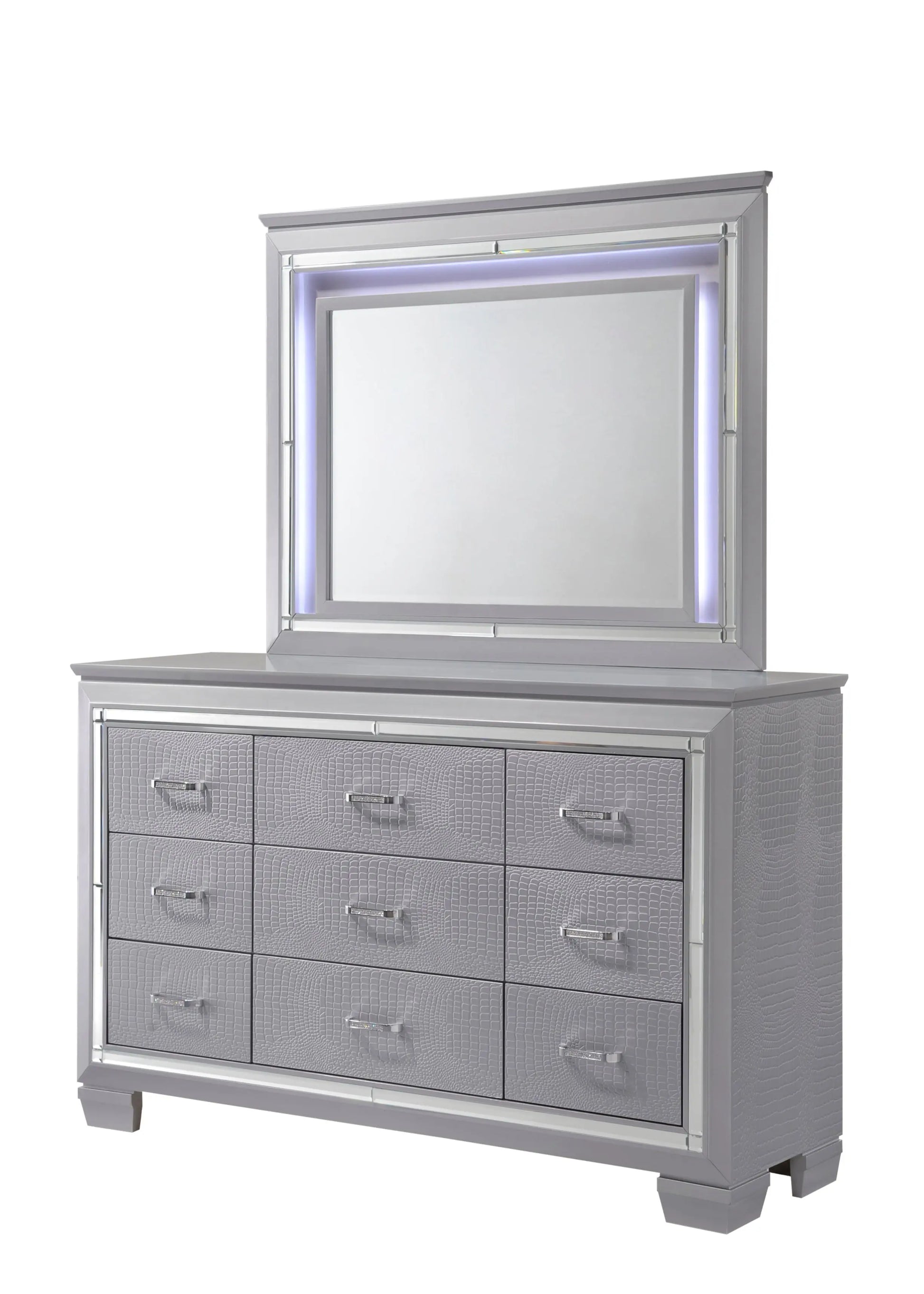 Lillian Silver Bedroom Mirror (Mirror Only) Crown Mark