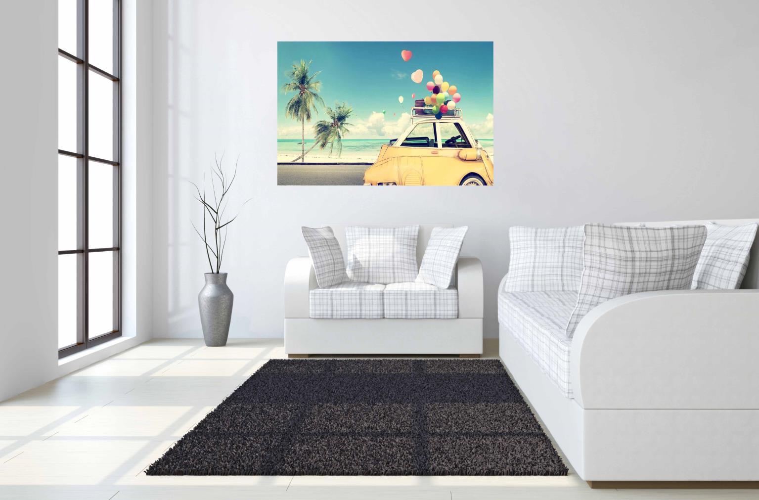 Floating Tempered Glass With Foil Vacation - Blue Classy Art