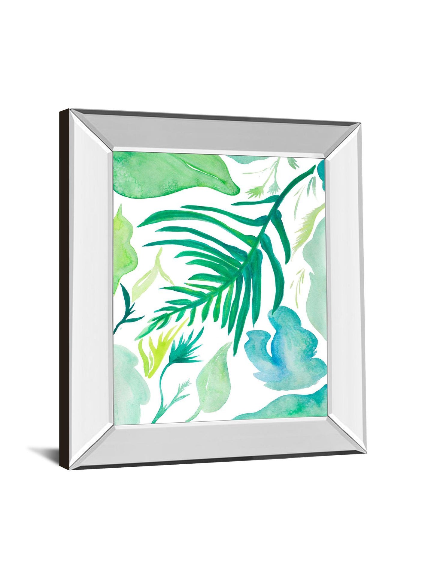 Green Water Leaves I By Kat Papa - Mirror Framed Print Wall Art - Green Classy Art