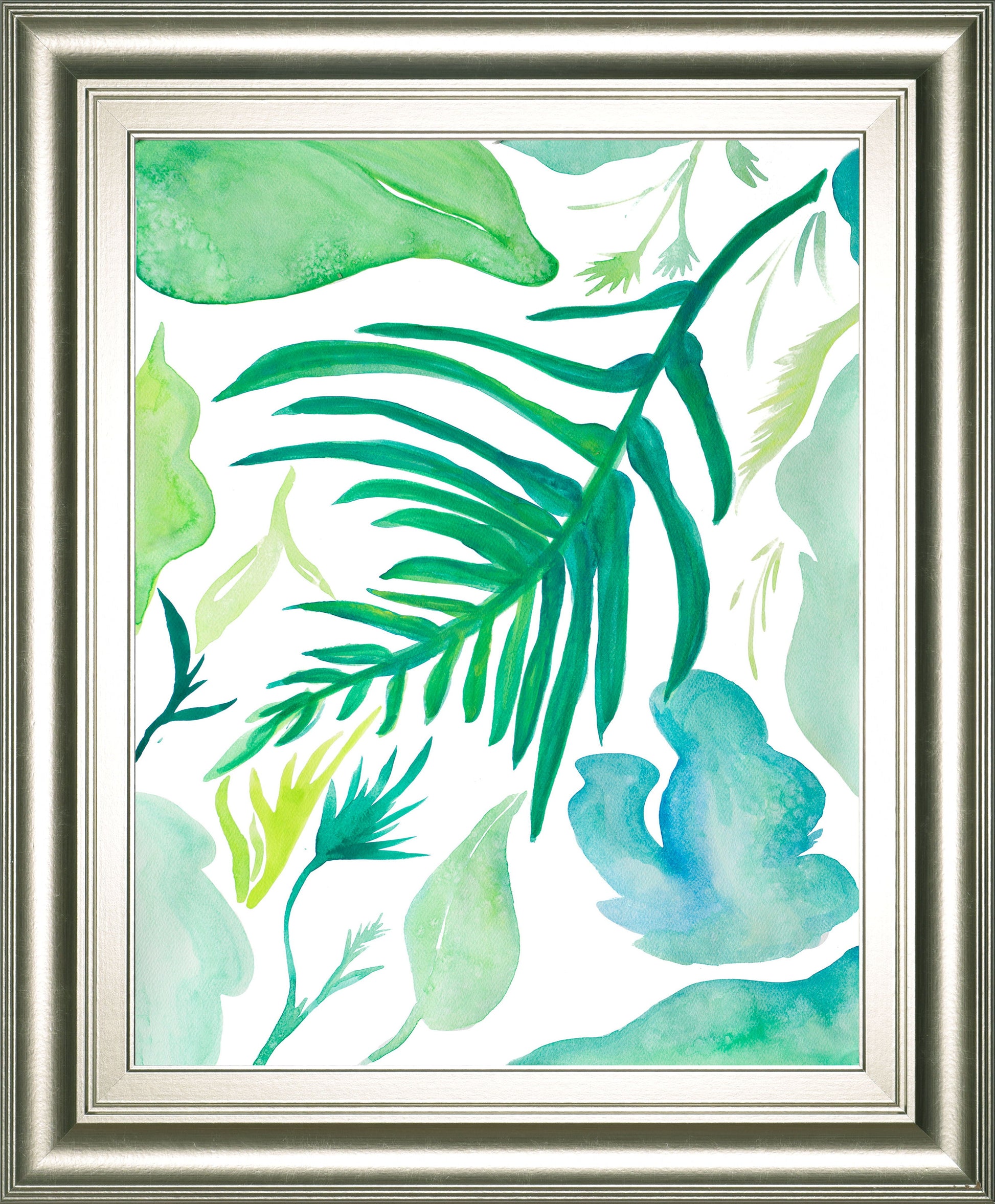 Green Water Leaves I By Kat Papa - Framed Print Wall Art - Green Classy Art