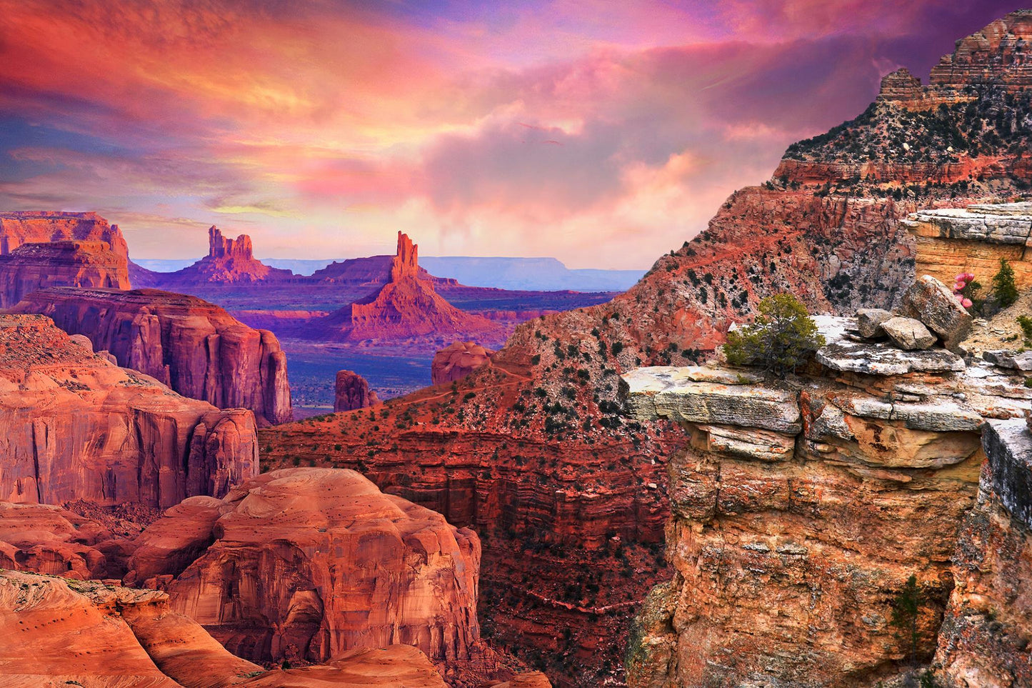 Tempered Glass With Foil - Grand Canyon Arizona - Purple Classy Art