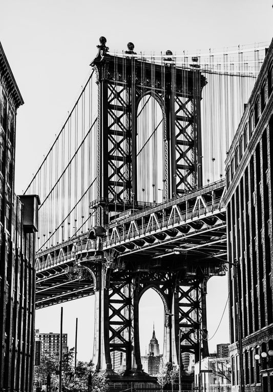 Black & White Manhattan Bridge By Bill Carson Photography (Framed) - Black Classy Art