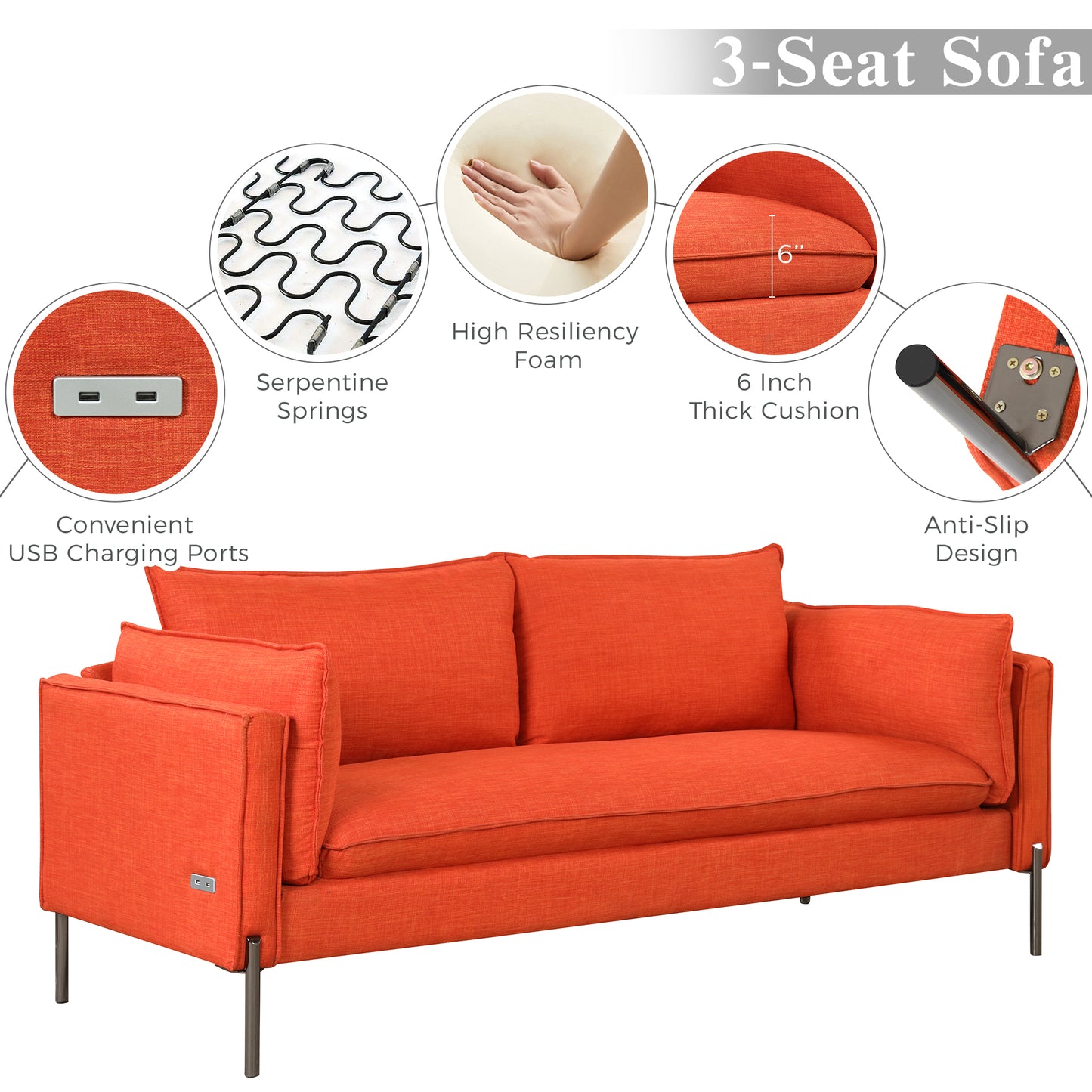 2 Piece Sofa Sets Modern Linen Fabric Upholstered  Loveseat and 3 Seat Couch Set Furniture for Different Spaces,Living Room,Apartment(2+3 seat) House to Home Furnishings LLC