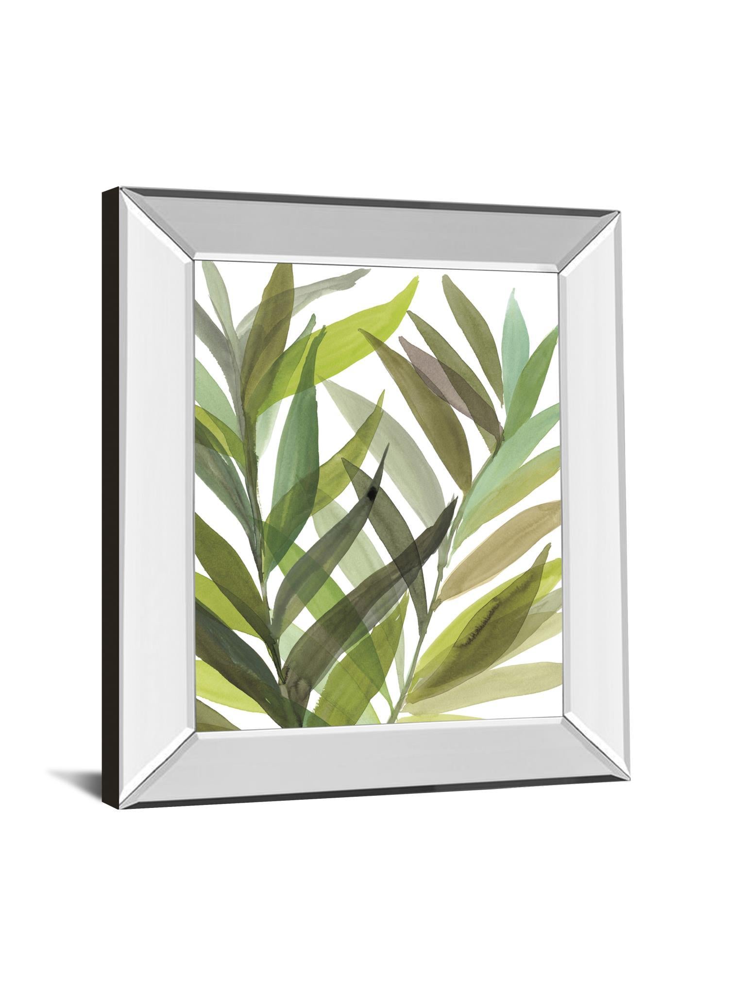 Tropical Greens I By Rebecca Meyers - Mirror Framed Print Wall Art - Green Classy Art