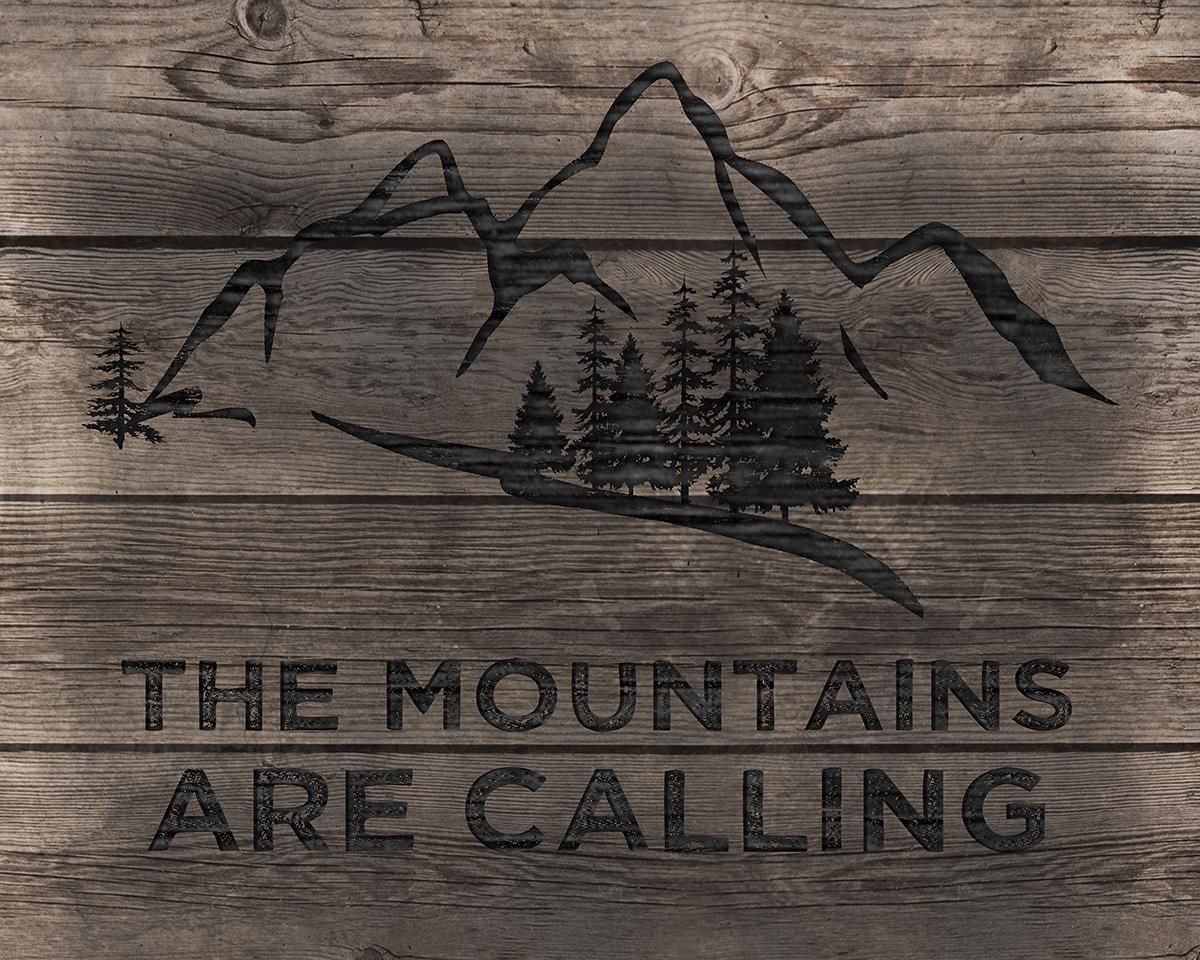 Mountains Are Calling By Cad Designs (Small) - Dark Brown Classy Art