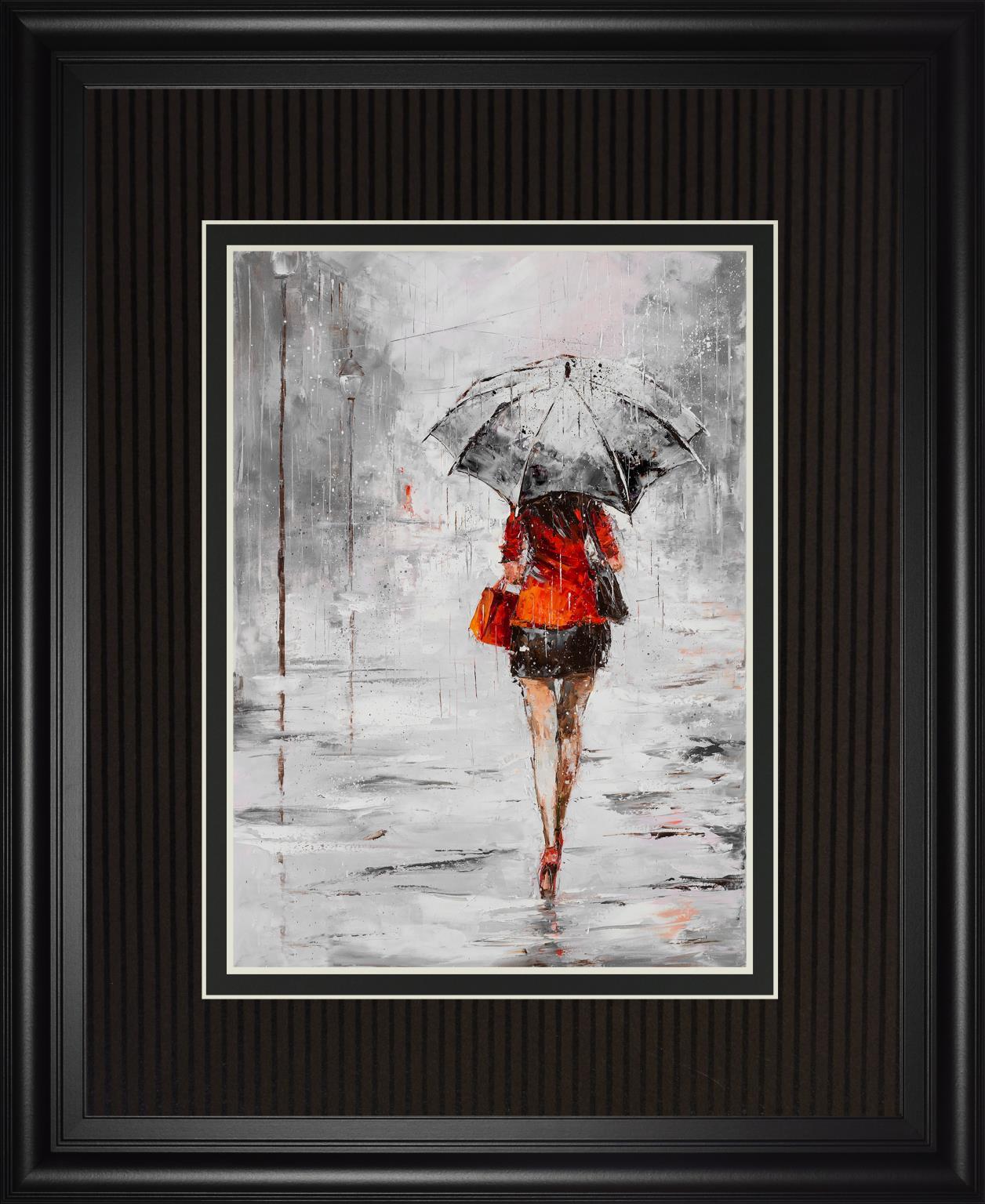 34x40 City in the Rain II By Jolanta Kowalik - Red Classy Art