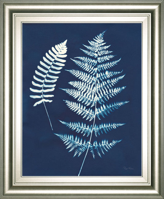 Nature By The Lake Ferns V By Piper Rhue - Framed Print Wall Art - Blue Classy Art