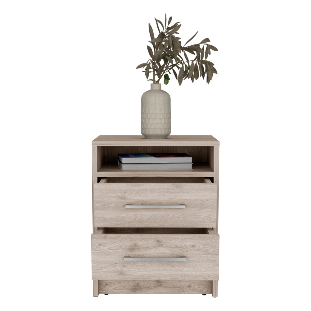 Nightstand Cartiz, Two Drawers, Light Gray Finish House to Home Furnishings LLC