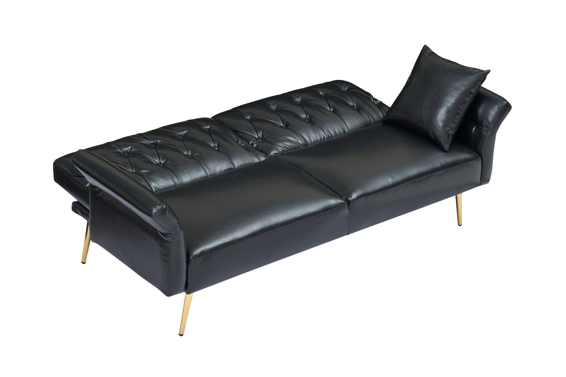 67.71 Inch Black Faux Leather sofa bed with adjustable arms House to Home Furnishings LLC