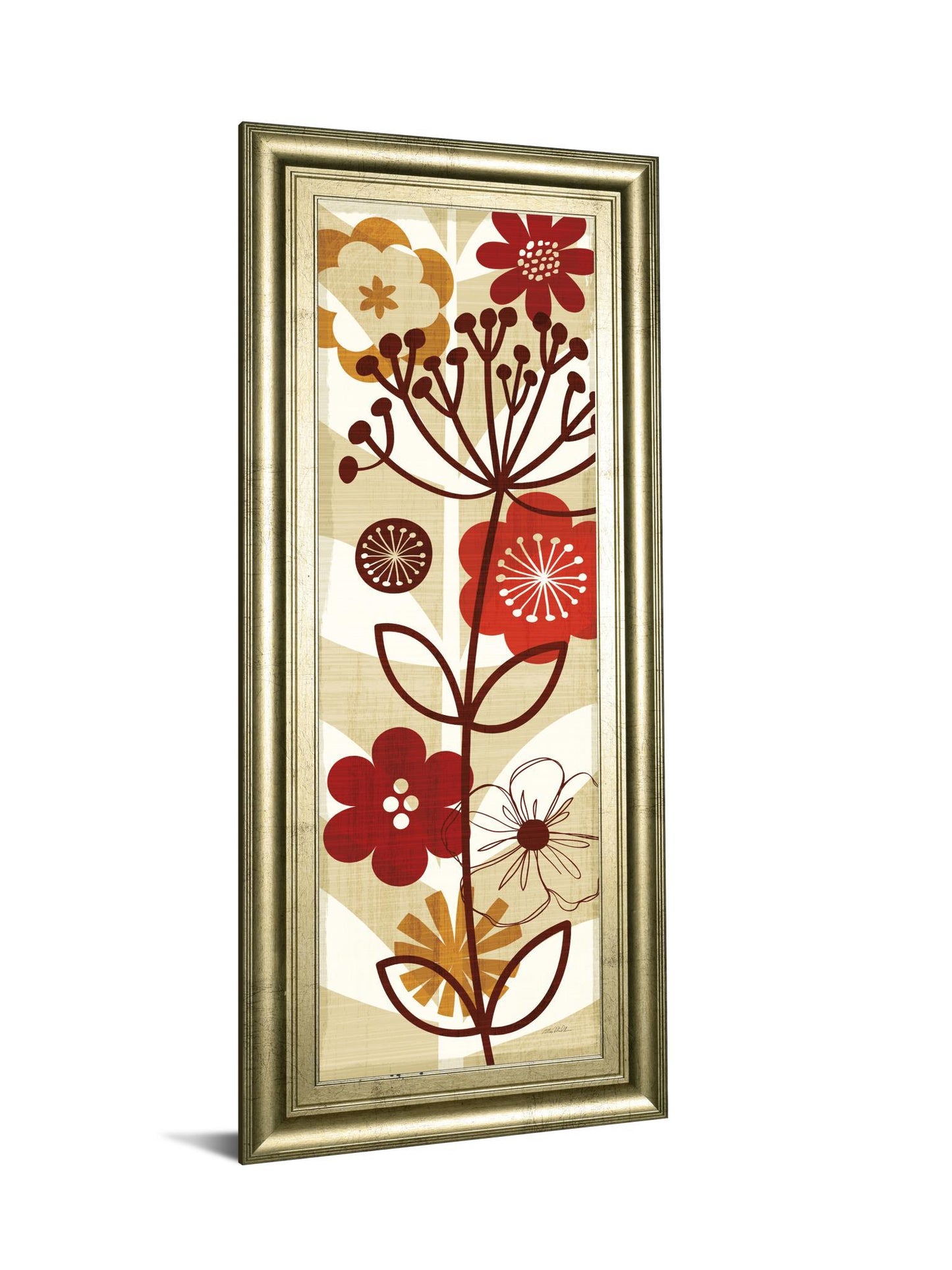 Floral Pop Panel Il By Mo Mullan - Framed Print Wall Art - Red Classy Art