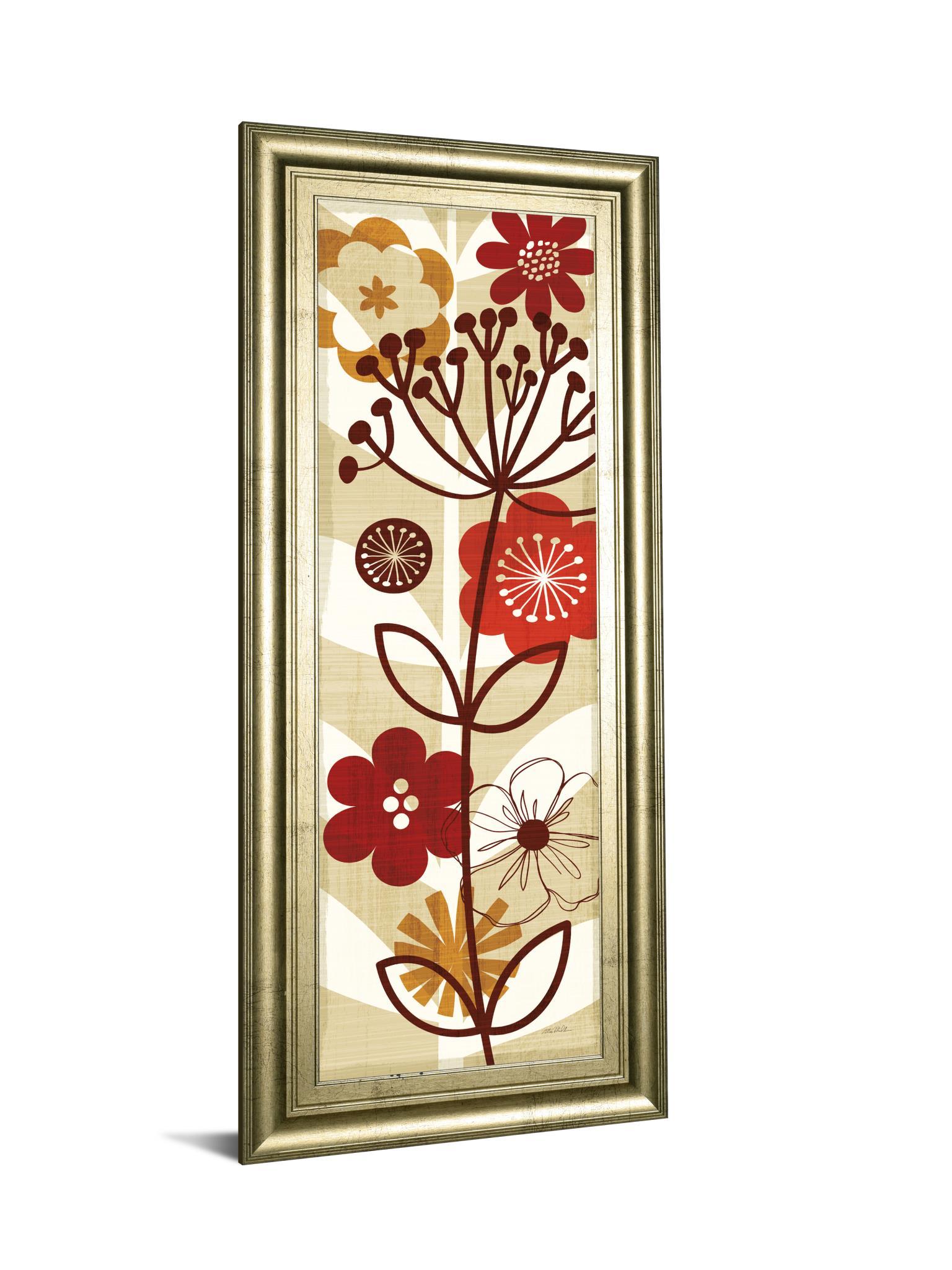 Floral Pop Panel Il By Mo Mullan - Framed Print Wall Art - Red Classy Art