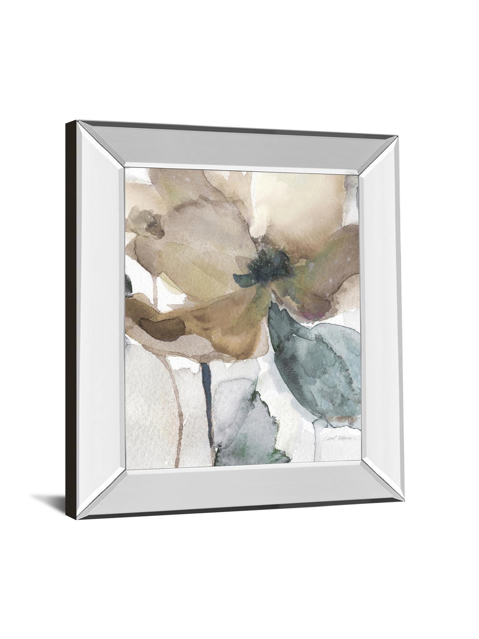 Watercolor Poppy I By Carol Robinson - Mirror Framed Print Wall Art - Beige Classy Art