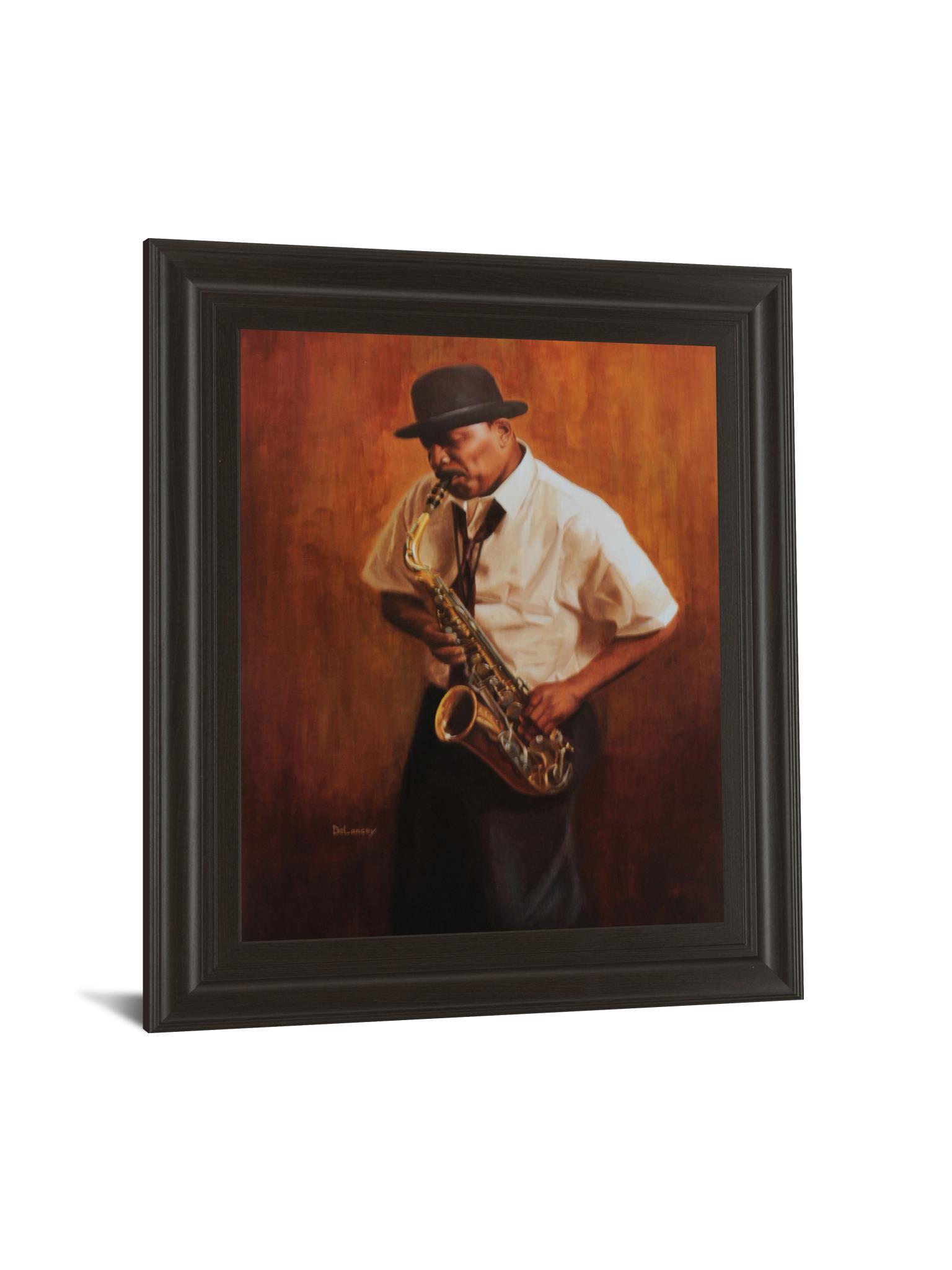 Sax Player - Framed Print Wall Art - White Classy Art