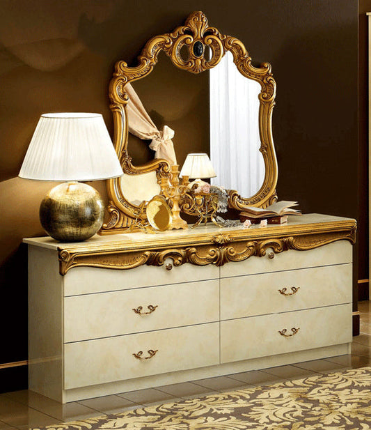 ESF Furniture - Barocco Double Dresser in Ivory-Gold - BAROCCODRESSERIVORYG ESF Furniture