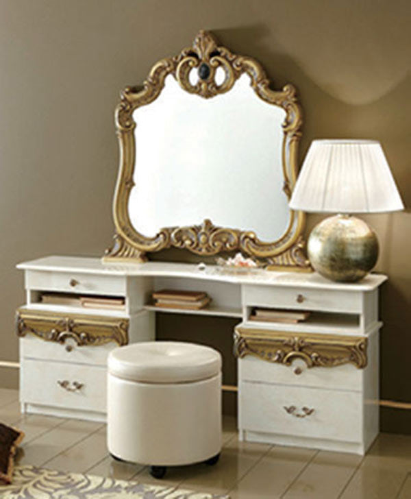 ESF Furniture - Barocco Vanity Dresser in Ivory-Gold - BAROCCOVANIRYIVORY-G ESF Furniture