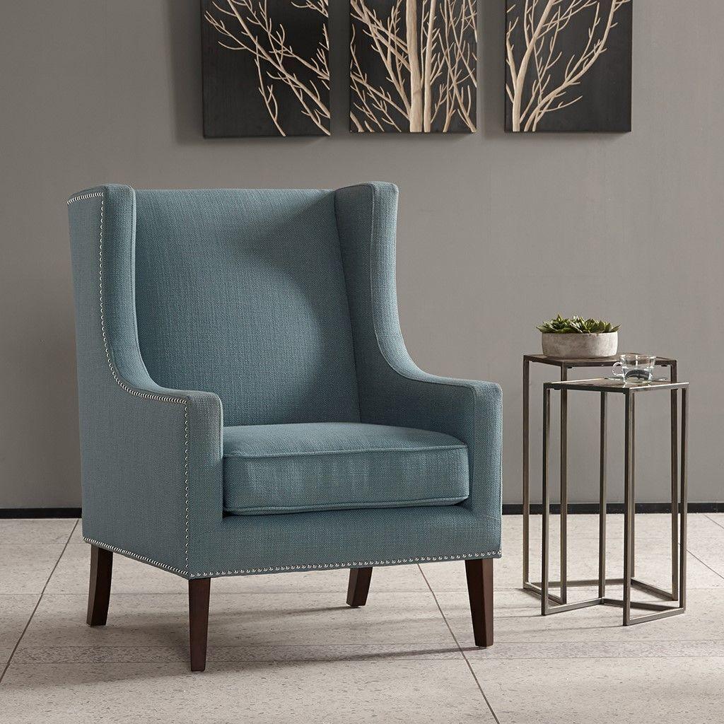 Barton Wing Chair Blue Olliix.com